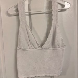 white cropped crochet tank